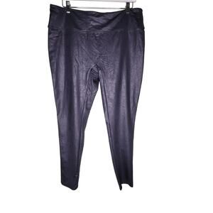 All Worthy Leggings XL Black Faux Leather Pull On Casual Pants Grunge Biker
